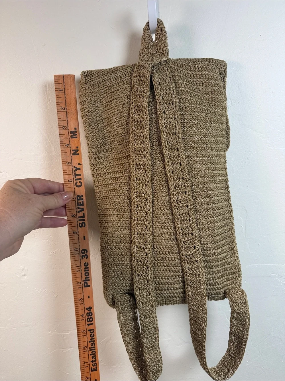 Handmade Vintage Crochet Backpack with Heart Accent